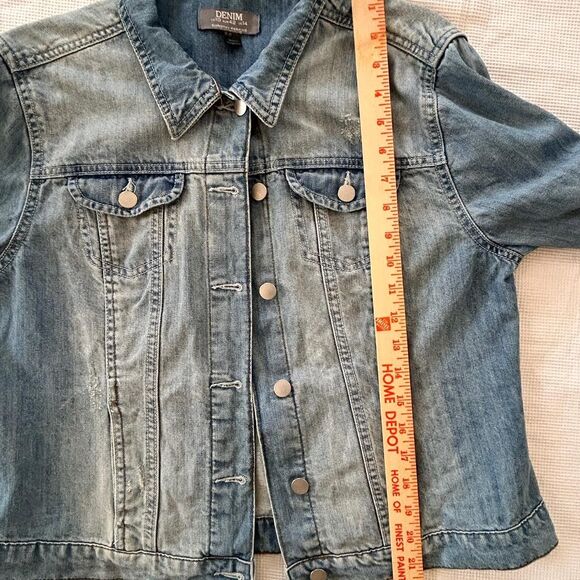 Women's Distressed Blue Jean Jacket Sz 10 Denim by Dorothy Perkins Brand Denim - Picture 7 of 8